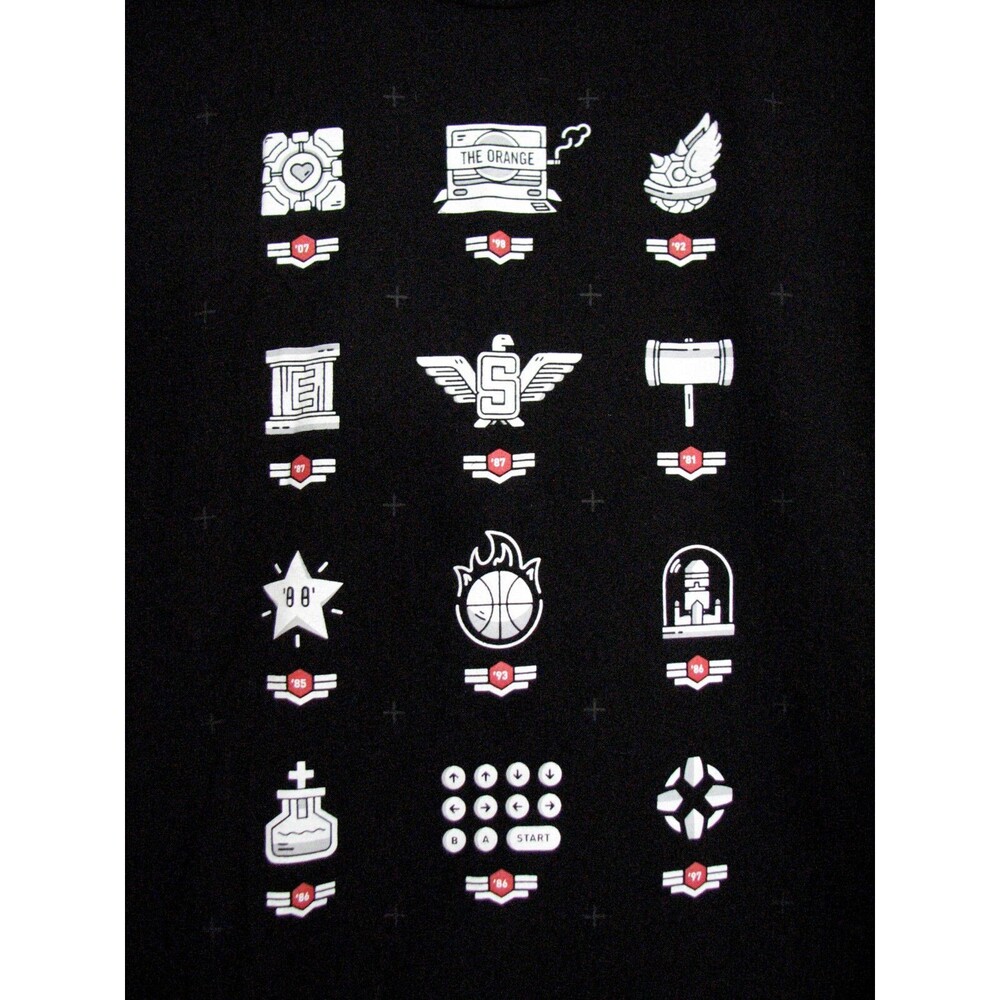 IGN Nintendo Video Games Power UP Icons  Black XL Cotton T Shirt Mario Portal